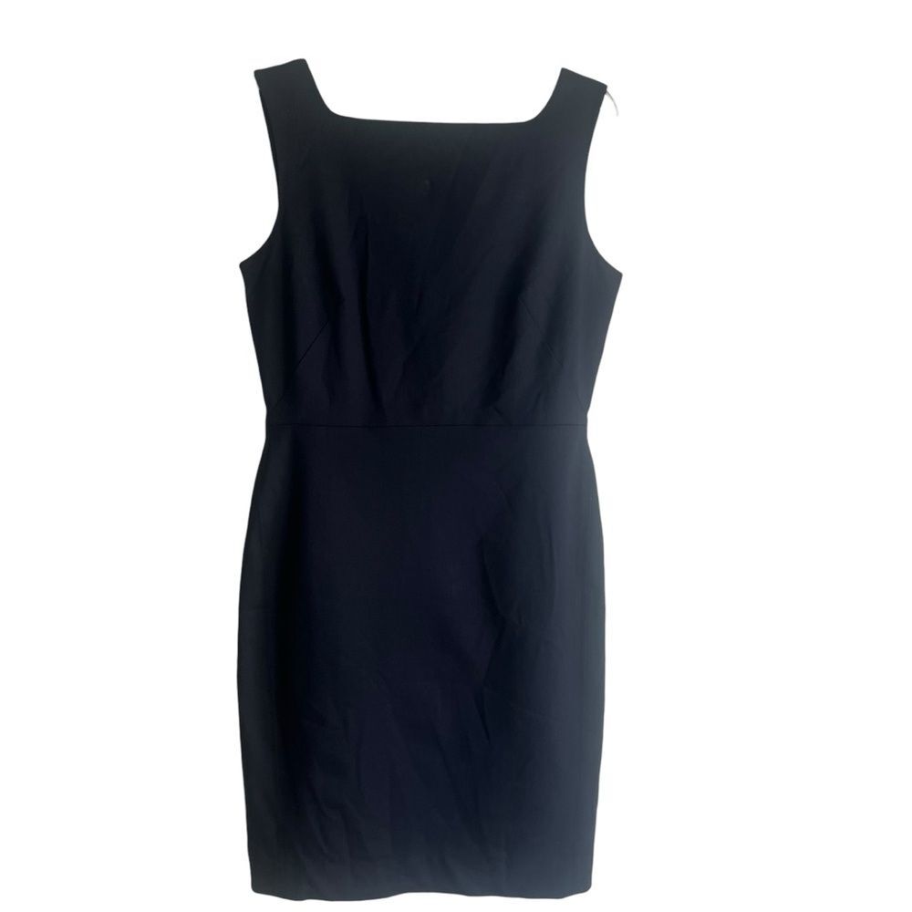 MM LaFleur Black Wool Blend Sleeveless Square Neckline Sheath Dress US 6